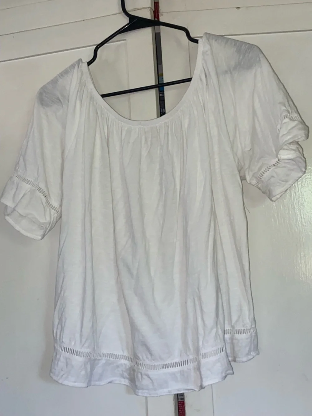 Michael Kors White Puff Sleeve Peasant Blouse